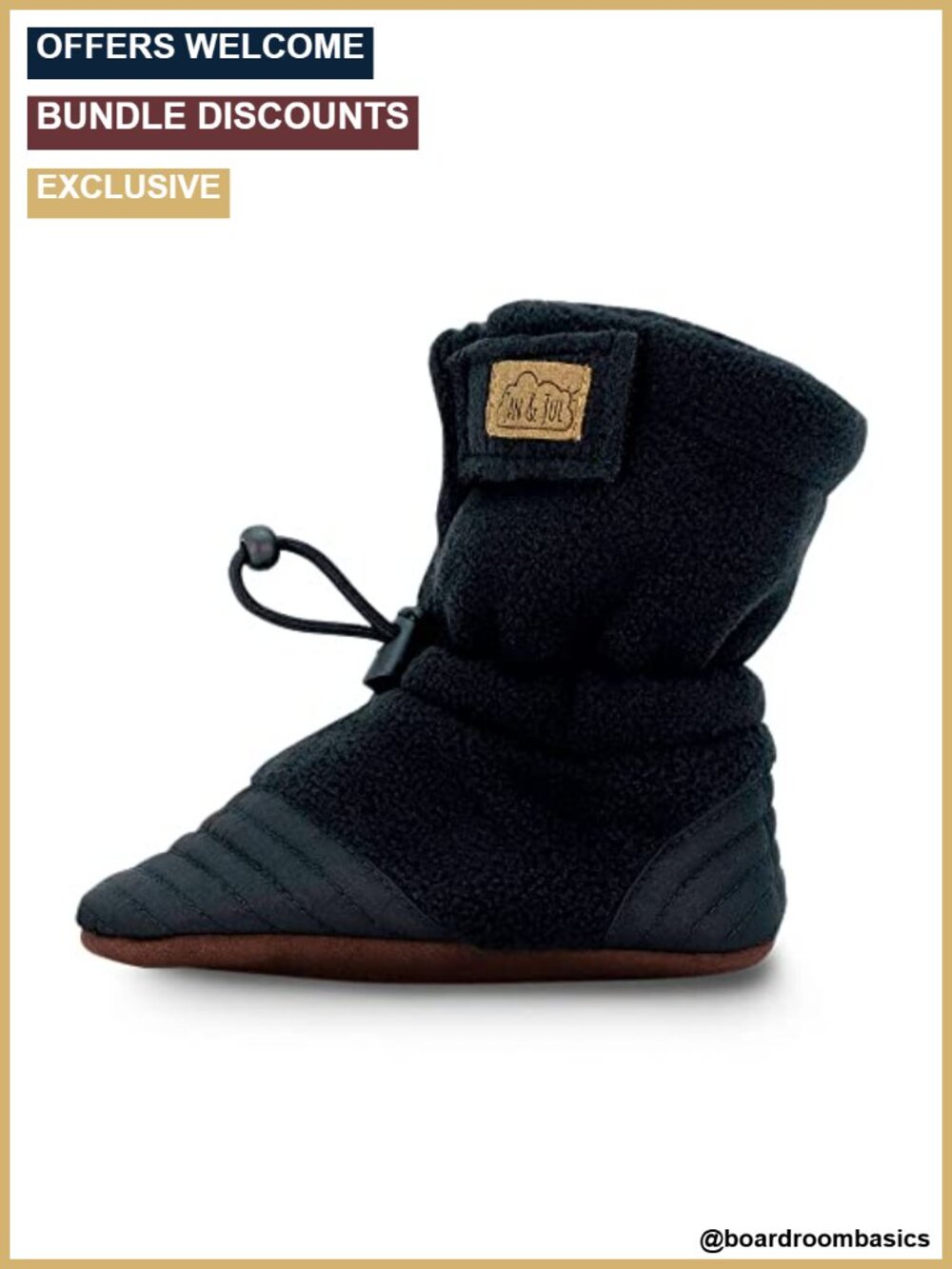 Fleece Baby Booties Stay-Put Cozy Non-Slip Soles Warm Winter Infant Shoes